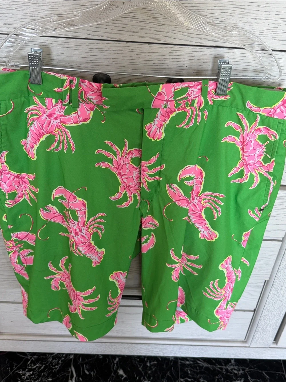 Ralph Lauren Green Shorts with Pink Lobster & Crab Print Golf